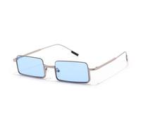HPIRME Small Rectangle Polarized Sunglasses Men Women Vintage Punk Driving Luxury Metal Frame(C3 gun)