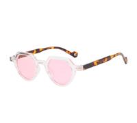 HPIRME Small Round Frame Rice Nail Decorate Outdoor Shade Men Glasses Women Uv400(Leopard Pink)