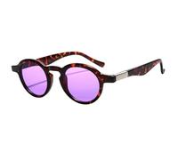 HPIRME Small Round Glasses Retro Punk Gradient Shades Uv400 Women Men Fashion(Leopard-Purple)