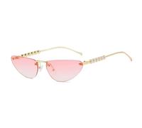 HPIRME Small Triangular Cat Eye Rimless Pearl Decorate Women's Sunglasses Men Uv400