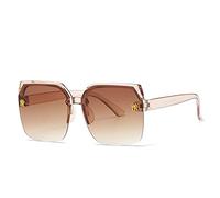 HPIRME Square Half Frame Style Glasses Gradual Change Ocean Piece Big Frame Sunglasses,Brown,Brown,One size