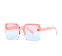 HPIRME Square Half Frame Style Glasses Gradual Change Ocean Piece Big Frame Sunglasses,Pink,Pink Blue,One size