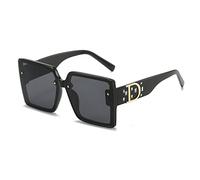 HPIRME Square Letter D Sunglasses For Women Men Driving Leopard Sun Glasses Vintage Male Female Eyewear,black,one size