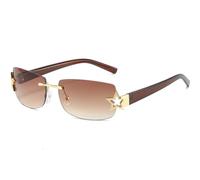 HPIRME Square Punk Sunglasses Women Rimless Gradient Men Sun Glasses Retro Driving Eyeglasses UV400,BROWN BROWN,one size