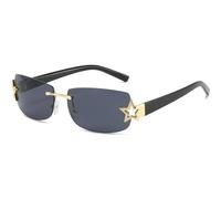 HPIRME Square Punk Sunglasses Women Rimless Gradient Men Sun Glasses Retro Driving Eyeglasses UV400,BLACK GRAY,one size