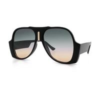 HPIRME Square Sunglasses Men Women Vintage Shades Luxury Big Sun Glasses Uv400 Oversized Female(black green)