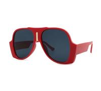 HPIRME Square Sunglasses Men Women Vintage Shades Luxury Big Sun Glasses Uv400 Oversized Female(red)