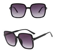 HPIRME Square sunglasses Women Retro Vintage Gradient sunglasses Female Clear lens Black White Oculos De Sol, Double Grey, One Size