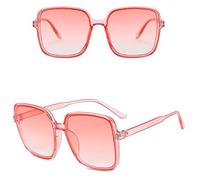HPIRME Square sunglasses Women Retro Vintage Gradient sunglasses Female Clear lens Black White Oculos De Sol, Double Pink, One Size