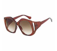 HPIRME Steam Punk Oversize Frame Polygon Women Glasses Men Outdoor Uv400(Brown Tea)