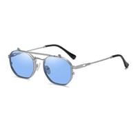 HPIRME Steampunk Flip Up Driving Sunglasses Double Layer Uv400 Protection(blue)