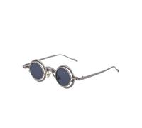 HPIRME Steampunk Round Clip on Removable Sunglasses Men Luxury 2 in 1 Pure Metal Frame(C5WhiteGray)