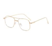 HPIRME Style Glasses Women Shape Double Bridge Man Women(Golden)
