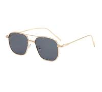 HPIRME Style Glasses Women Shape Double Bridge Man Women(Golden Gray)
