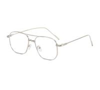 HPIRME Style Glasses Women Shape Double Bridge Man Women(Silver)