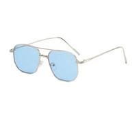 HPIRME Style Glasses Women Shape Double Bridge Man Women(Silver Blue)