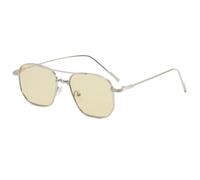 HPIRME Style Glasses Women Shape Double Bridge Man Women(Silver Green)