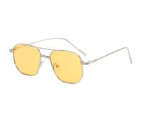 HPIRME Style Glasses Women Shape Double Bridge Man Women(Silver Yellow)
