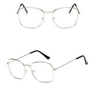 HPIRME Style Men Flat Clear Lens Sunglasses Women Square Retro Transparent Gold Frame Sun Glasses Summer,2,One size