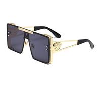 HPIRME Sunglasses Glasses Frame Spectacle Eyewear Accessories Women Square Outdoor Metal Men Spectacles,2.Gold black,one size