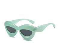 HPIRME Thick Frame Cat Eyes Large Sunglasses Women's Oversized Sunglasses, Green, One Size