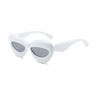 HPIRME Thick Frame Cat Eyes Large Sunglasses Women's Oversized Sunglasses, White, One Size