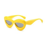 HPIRME Thick Frame Cat Eyes Large Sunglasses Women's Oversized Sunglasses, yellow, One Size