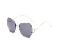 HPIRME Trendy Metal Rimless Glasses Women Fashion Gradient Female Vintage Shades Uv400(Gold Black)