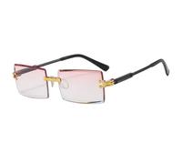 HPIRME Trendy Rimless Glasses Uv Protection for Men Women Fashion Frameless Rectangle Shades(Gradual Pink)