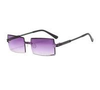 HPIRME Trendy Rimless Glasses Uv Protection for Men Women Fashion Frameless Rectangle Shades(Gradually Purple)
