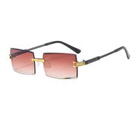 HPIRME Trendy Rimless Glasses Uv Protection for Men Women Fashion Frameless Rectangle Shades(Gradual Tea)