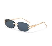 HPIRME Trendy Rimless Sunglasses for Men Women Frameless Rectangle Metal Frame Retro Shades Uv400(C1Gold gray)