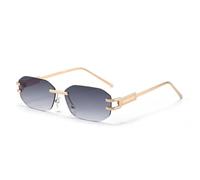 HPIRME Trendy Rimless Sunglasses for Men Women Frameless Rectangle Metal Frame Retro Shades Uv400(C2Double gray)