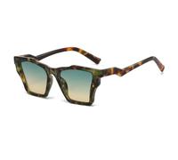 HPIRME Vintage Big Frame Glasses Women Gradient Luxury Punk Uv400(Flower-GreenBrown)