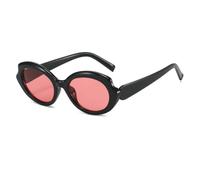 HPIRME Vintage Big Frame Irregular Oval Glasses Women for Men Luxury Punk Retro Shade Uv400(Black-Pink)