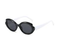 HPIRME Vintage Big Frame Irregular Oval Glasses Women for Men Luxury Punk Retro Shade Uv400(BlackWhite-Black)