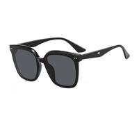 HPIRME Vintage Big Frame Rice Nail Women's Glasses Men Shade Uv400(Black Gray)