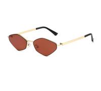 HPIRME Vintage Fashion Small Frame Metal Oval Glasses Women Men Punk Luxury Metal Uv400(Gold-WineRed)