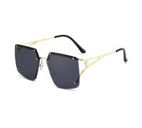 HPIRME Vintage Frame Rimless Metal Glasses Women Luxury Punk Rivet Gradient Men Glassesuv400(Gold-Black)