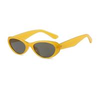 HPIRME Vintage Glasses Women Punk Fashion Men Oval Uv400(LightYellow-Black)
