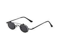 HPIRME Vintage Hip Hop Small Round Women Steampunk Shades Eyewear Metal Oval Uv400(1)