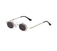 HPIRME Vintage Hip Hop Small Round Women Steampunk Shades Eyewear Metal Oval Uv400(2)