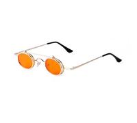 HPIRME Vintage Hip Hop Small Round Women Steampunk Shades Eyewear Metal Oval Uv400(3)
