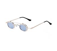 HPIRME Vintage Hip Hop Small Round Women Steampunk Shades Eyewear Metal Oval Uv400(4)