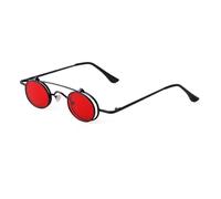 HPIRME Vintage Hip Hop Small Round Women Steampunk Shades Eyewear Metal Oval Uv400(5)