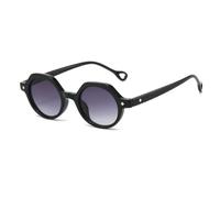 HPIRME Vintage Irregular Round Glasses Women Gradient Men Luxury Punk Uv400(Black-Gray)