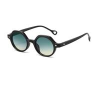 HPIRME Vintage Irregular Round Glasses Women Gradient Men Luxury Punk Uv400(Black-GreenBrown)
