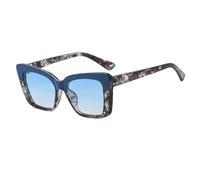 HPIRME Vintage Luxury Glasses Women Trendy Gradient Men Punk Big Frame Uv400(BlueFlower-Blue)