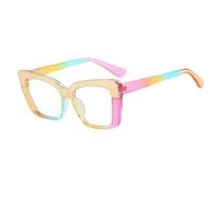 HPIRME Vintage Luxury Glasses Women Trendy Gradient Men Punk Big Frame Uv400(PinkYellowBlue)