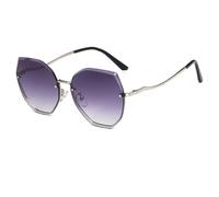 HPIRME Vintage Metal Round Glasses Rimless Gradient Women Fashion Oval Shades Uv400 for Men(GrayBlue)